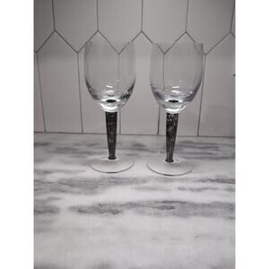 Denby Handmade Red Wine Glasses Set, Jet Black Confetti Stems, Set of 2, Elegant